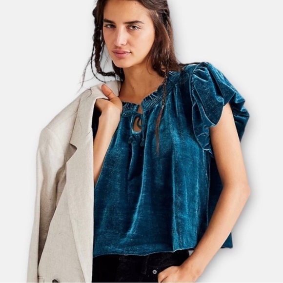 Free People Tops - Free People Terese Velvet Smocked Top